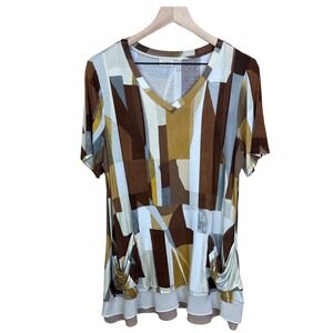 Logo Womens Medium Blouse Wearable Art Lagenlook Pockets Layer Top